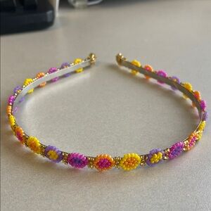 Beaded Floral Headband in Yellow, Pink & Purple